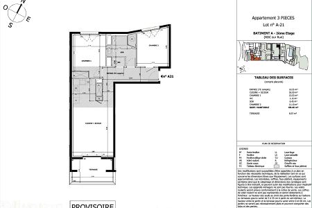 Appartement - 3 pièces - 68 m² - EZE